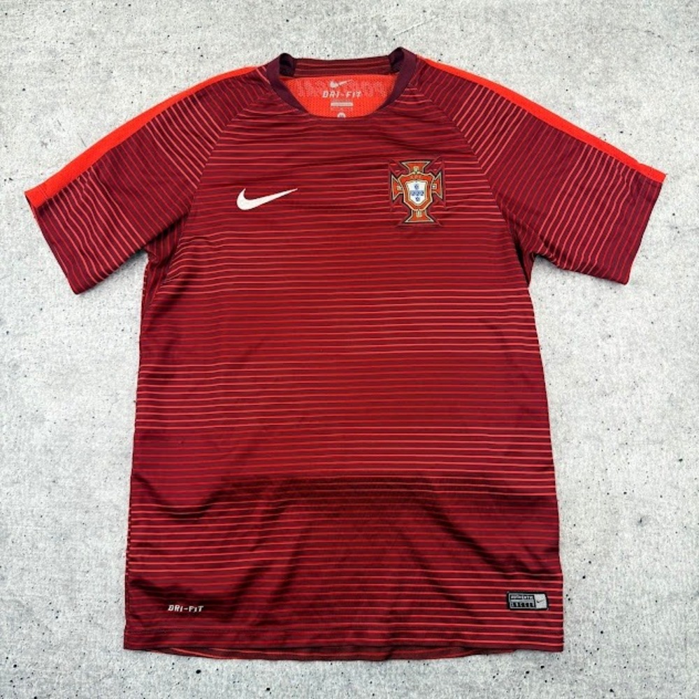 Nike Portugal Soccer 2016-17 Pre-Match Flash Red Gradient Training Jersey Mens M
